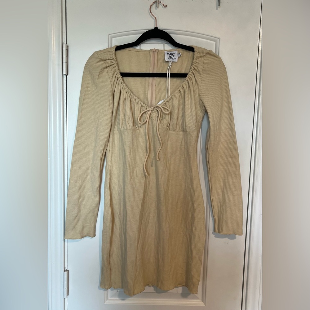 Princess Polly Cream Long Sleeve Dress